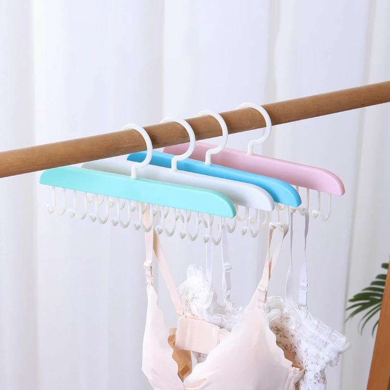 8 Hooks Bra Hanger Belts Camisole Clothes Organizer Rack Tie Hats Scarf Holder Non-slip Space Saving Wardrobe Storage