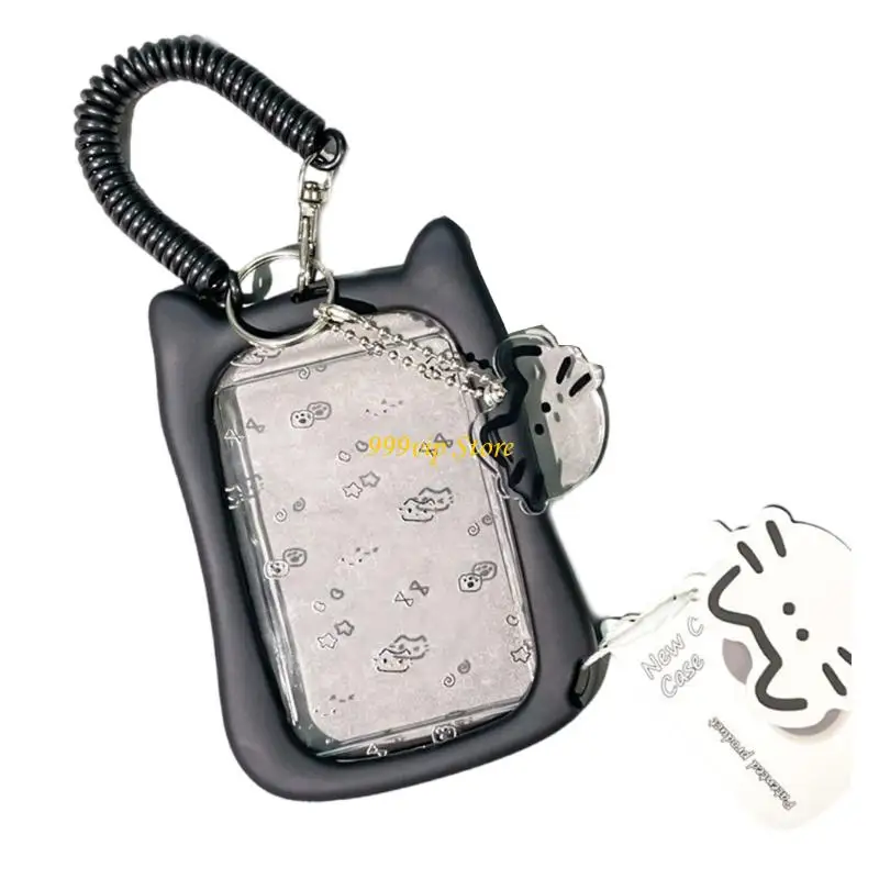 C90C Photocard Holders Cats Ear Bus Card Protector Photocard Case Keychain Pendant