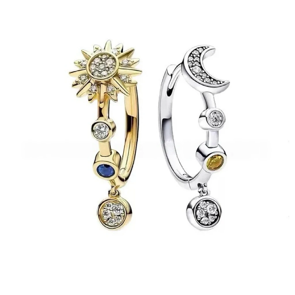 Stern-Ohrringe S925 Sterling Silber Luxus Schmetterling Mond Sonne Ohrringe Damenschmuck Geeignete Geschenke für Mädchen – Detail 5