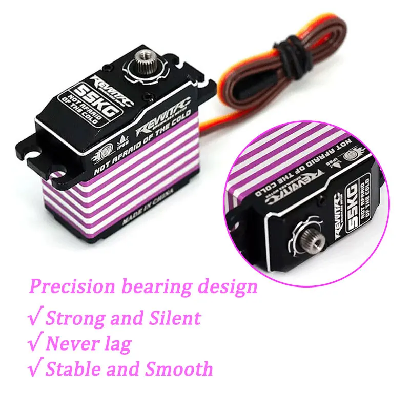 

RevvitRC Aluminum Digital 55KG 180°/270°/360° Torque Brushless Servo Waterproof Magnetically Programmed Metal RC Crawler Car