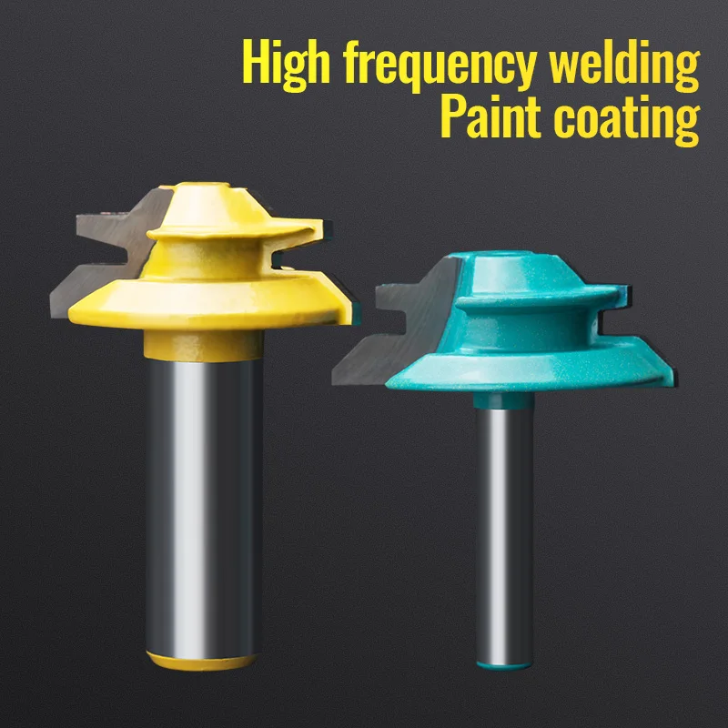 HUHAO 45 Degree Lock Miter Router Bit Carbide Alloy Joint Router Bits 1/4 Inch 1/2 Inch Tenon Milling Cutter Woodworking Tools