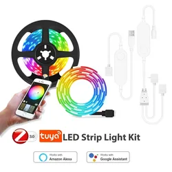 Zigbee taśma Led USB 12V RGB 5050 Tuya Led ściemniacz światła elastyczne podświetlenie TV praca ze Smarthings Google Alexa