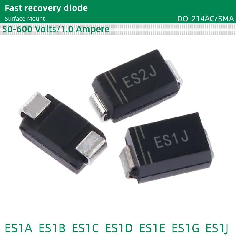 50pcs/lot Fast recovery diode DO-214AC/SMA package ES1A ES1B ES1C ES1D ES1E ES1G ES1J Surface Mount 50-600 Volts 1.0 Ampere