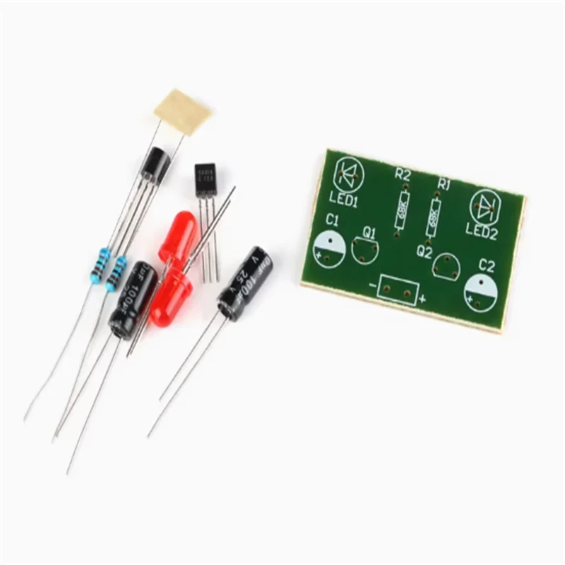 New Original Simple LED flashing circuit kit/transistor Multi-Harmonic Oscillator Blinking light loose parts/with battery box