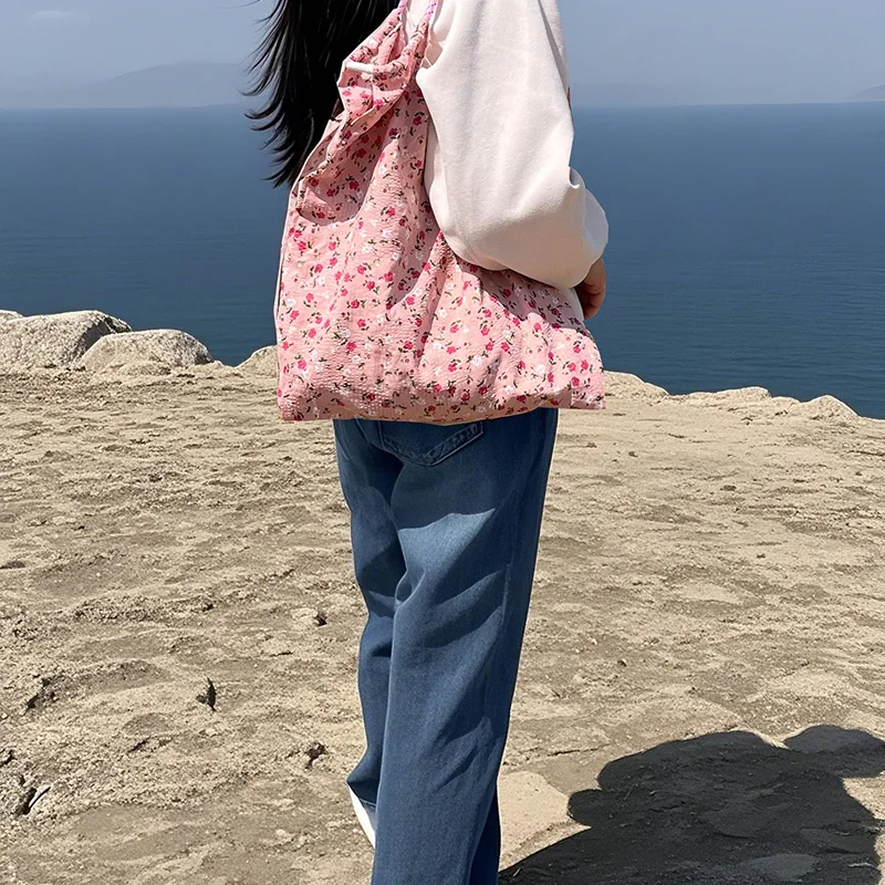 أكياس تسوق قابلة لإعادة الاستخدام للنساء حقيبة تسوق قابلة للطي حقيبة بقالة صديقة للبيئة قابلة لإعادة الاستخدام قابلة للطي حقائب يد كبيرة أكياس تخزين