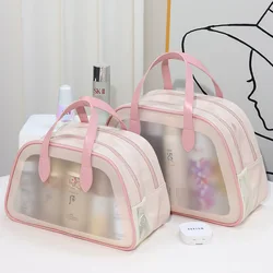 Borsa per il trucco con separazione asciutta e bagnata con grande capacità, borsa per cosmetici portatile e impermeabile