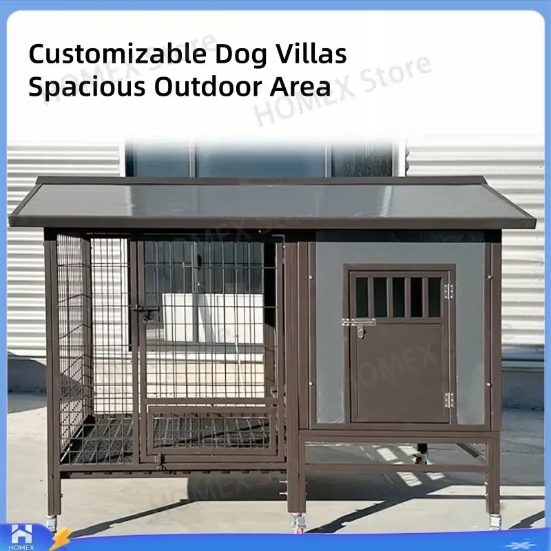 Large Outdoor Dog Kennel Waterproof Commercial Metal Cage with Roof Heavy Duty Pet House Fence Run for Big Dogs Puppy Shelter
