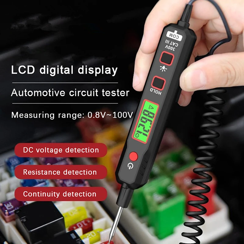 HT86A Car Voltage Detector Pen Automobile Fault Maintenance Circuit Tester Digital Backlight Car Fuse Diagnostic Probe Test Pen