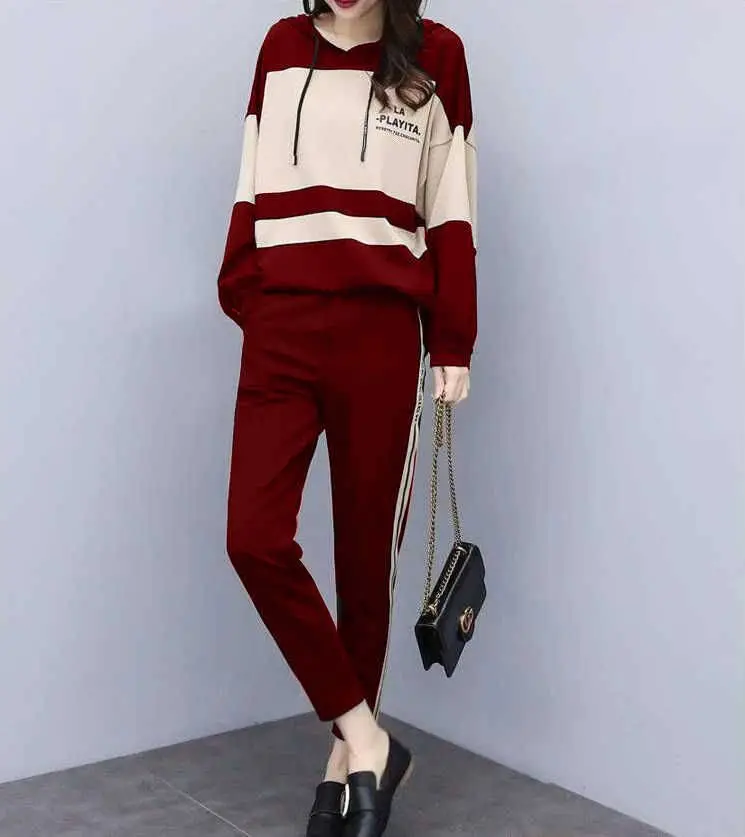 Costumes décontractés pour femmes, grande taille, vêtements de sport amples à manches longues, ensemble deux pièces, printemps et automne