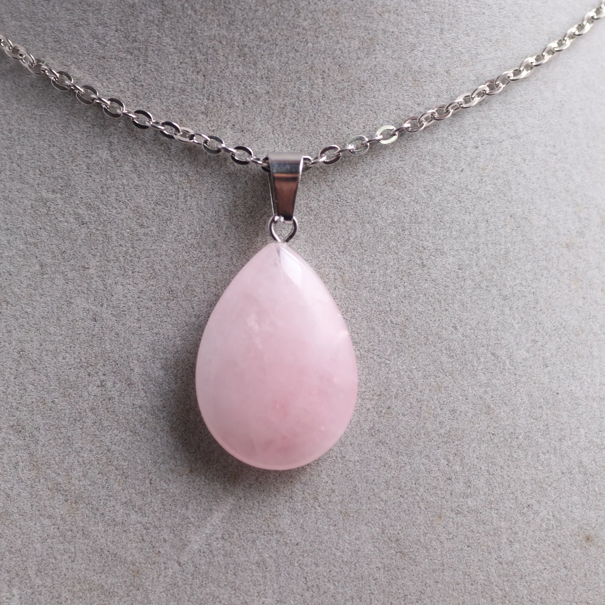 1pc Natural Stone Rose Quartz Agate Water Drop Shape Natural Stone Charms Pendant for Woman Necklace Collar Jewelry Dropshipping