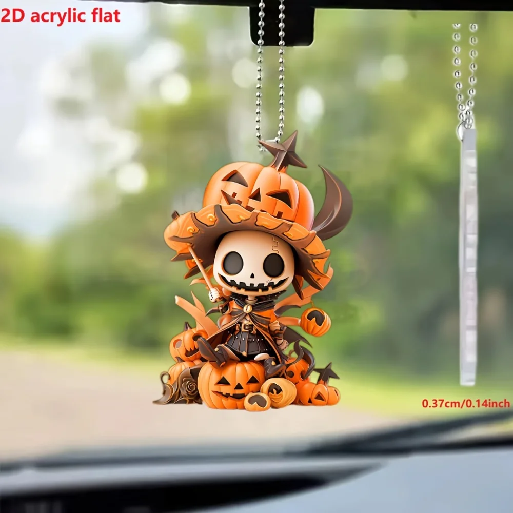 

Halloween Pumpkin Ghost Pendant Keychain Cartoon Skeleton 2D Flat Acrylic Ornament Charms Hanging Decoration for Bags Party Gift