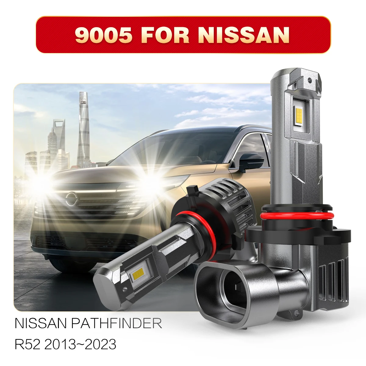 

AUHSSAN 2x9005 HB3 Автомобильная светодиодная лампа Canbus 6000K Белая противотуманная фара Диодная лампа безвентилятора для Nissan Pathfinder R52 2013 ~ 2023