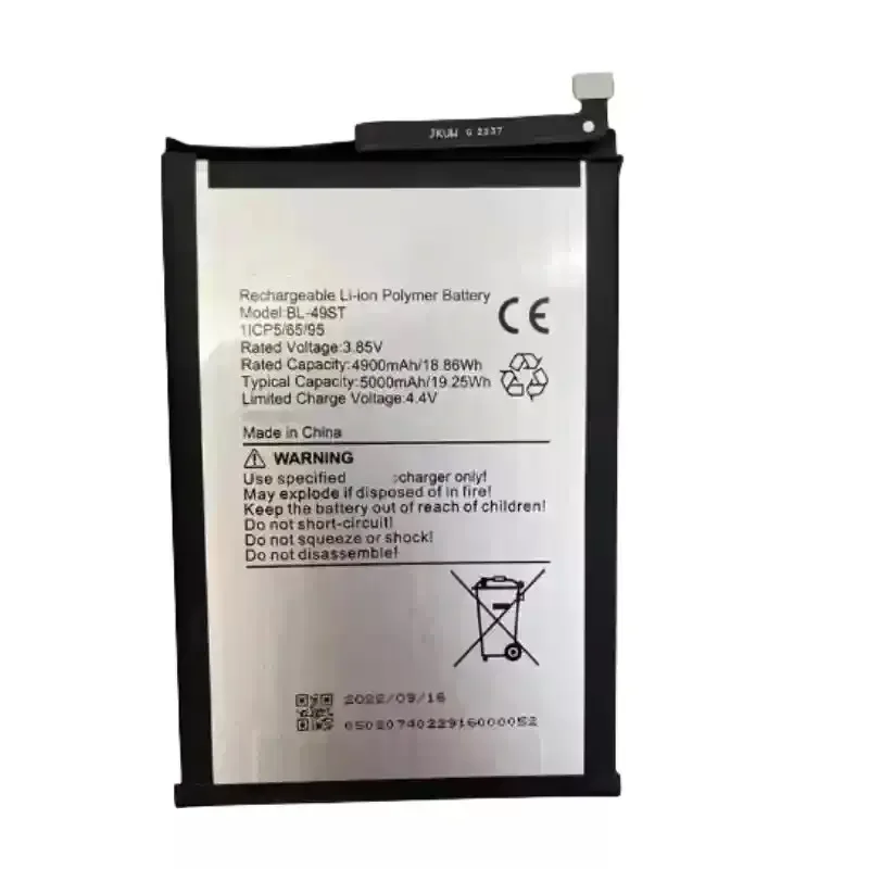 3.85V 5000mAh 19.25Wh BL-49ST Battery for TECNO Spark 10C (KI5k) Mobile Phone Battery+Tools