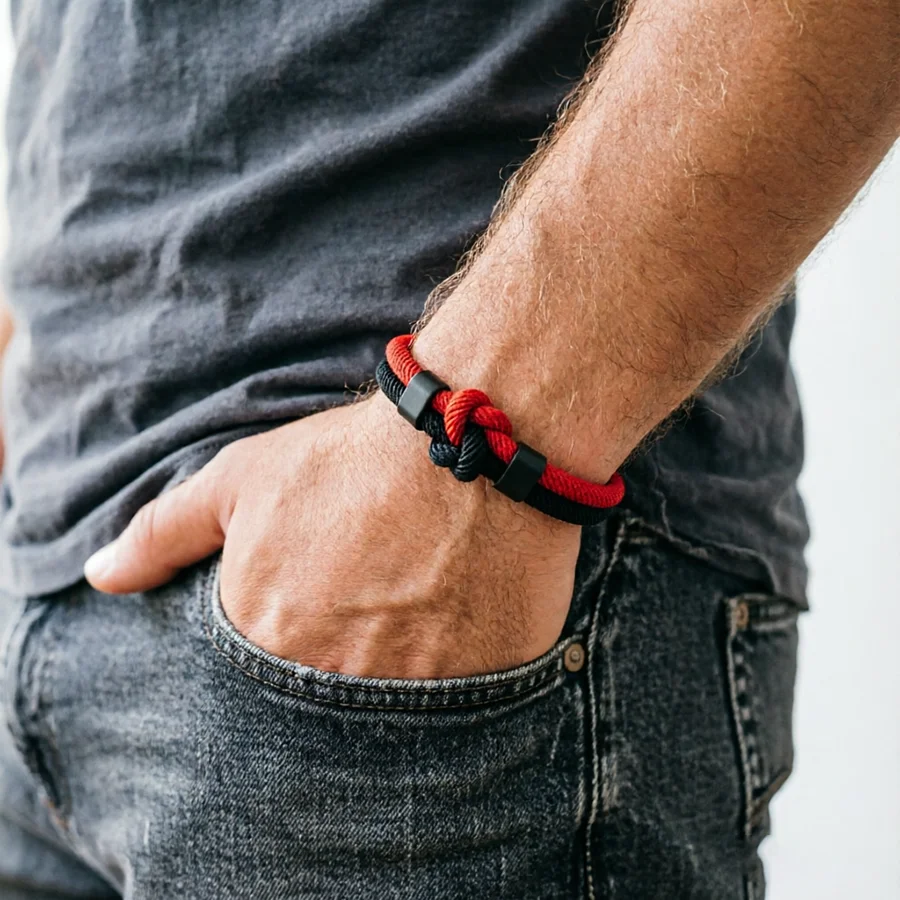 Classic Color Blocking Design Men Bracelet Premium Selected 4mm Cord Lightweight Comfortable Sports Sweat Absorbent Braslet Gift