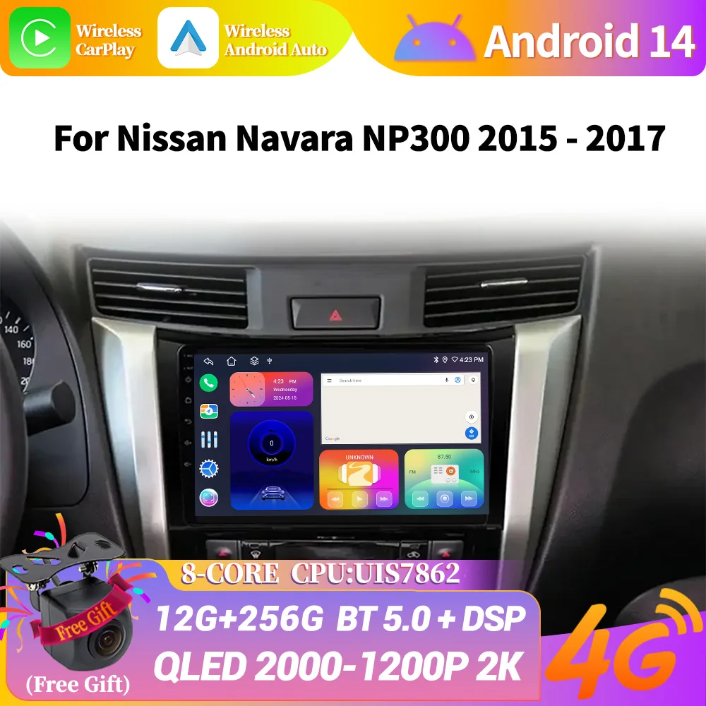 

Android 14 Wireless CarPlay Screen For Nissan Navara NP300 2015-2017 Car Radio Multimedia System player Stereo Auto Bluetooth