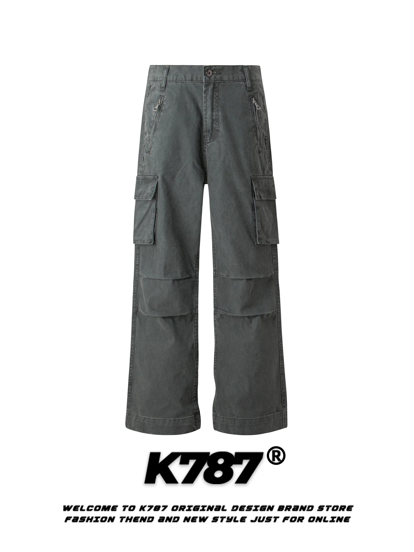 

K787 American Retro Waed Work Pants Men Women Multi ket Loose Casual Trendy Straight Leg Wide Leg Long Pants