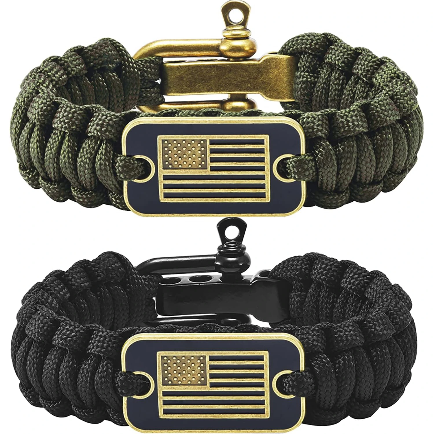 Pulsera Paracord Pulsera de supervivencia táctica para hombres con bandera de bronce de EE. UU. Tamaños ajustables para veteranos militares Camping al aire libre