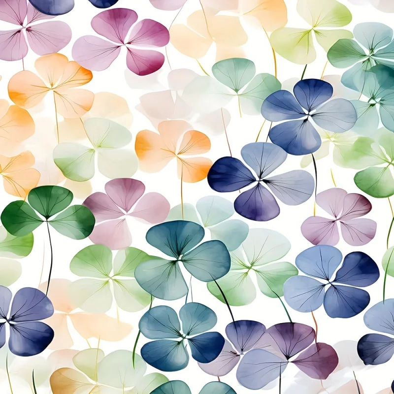 Watercolor four-leaf clover shower curtain-waterproof polyester with digital print, includes hooks, perfect for bathroom decor