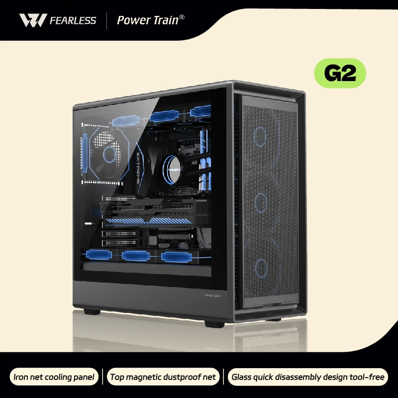 

Power Train Zhenjie G2 MATX PC case side-transparent 240/360 water-cooled Iron net heat dissipation panel USB 3.0 Computer case