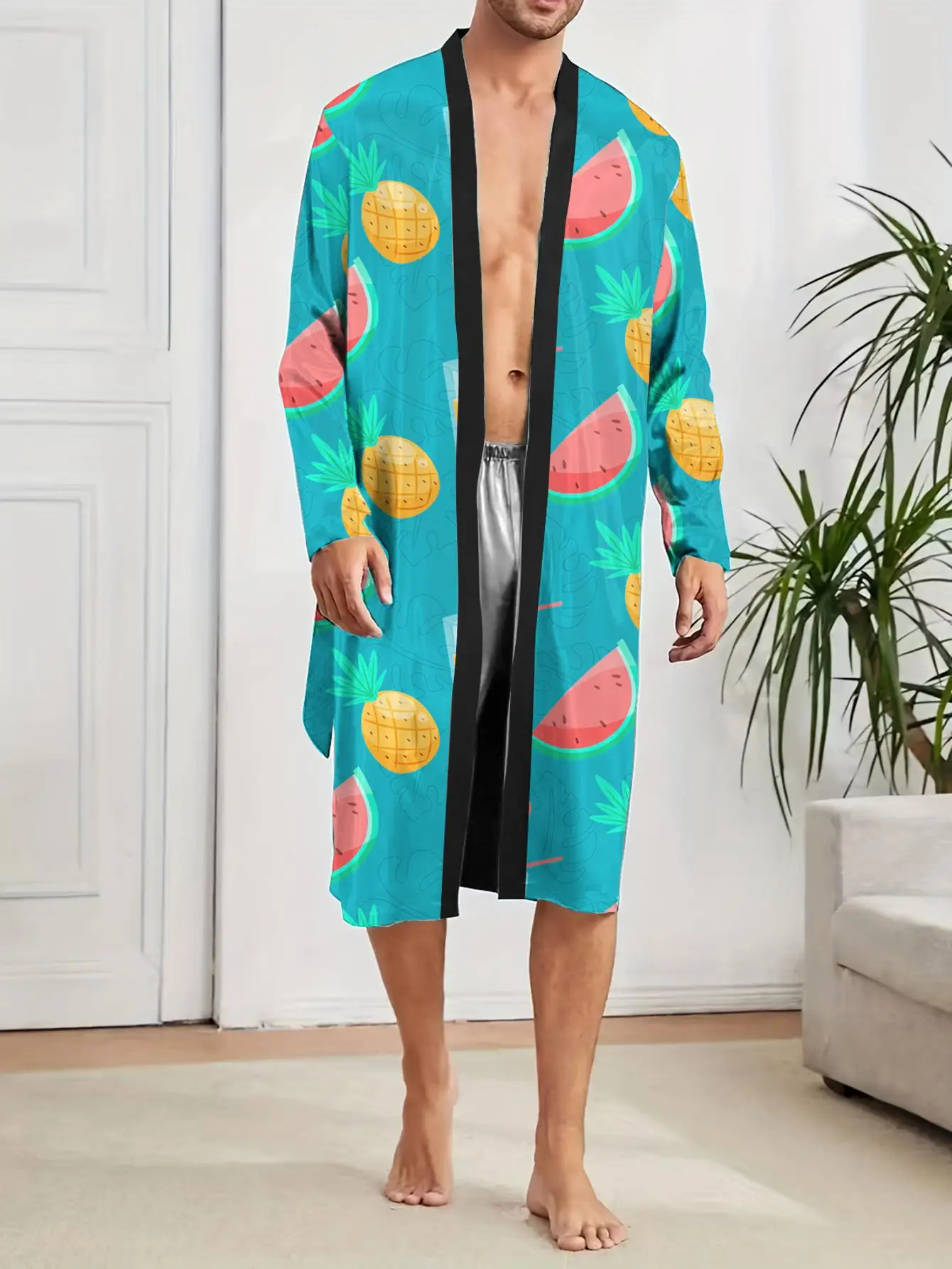 1pcs Men's Robes 2026 Spring/Summer Funny pajamas Shower robe Graphic Breathable 3D Printed bath robe sleepwear Men's bathrobe