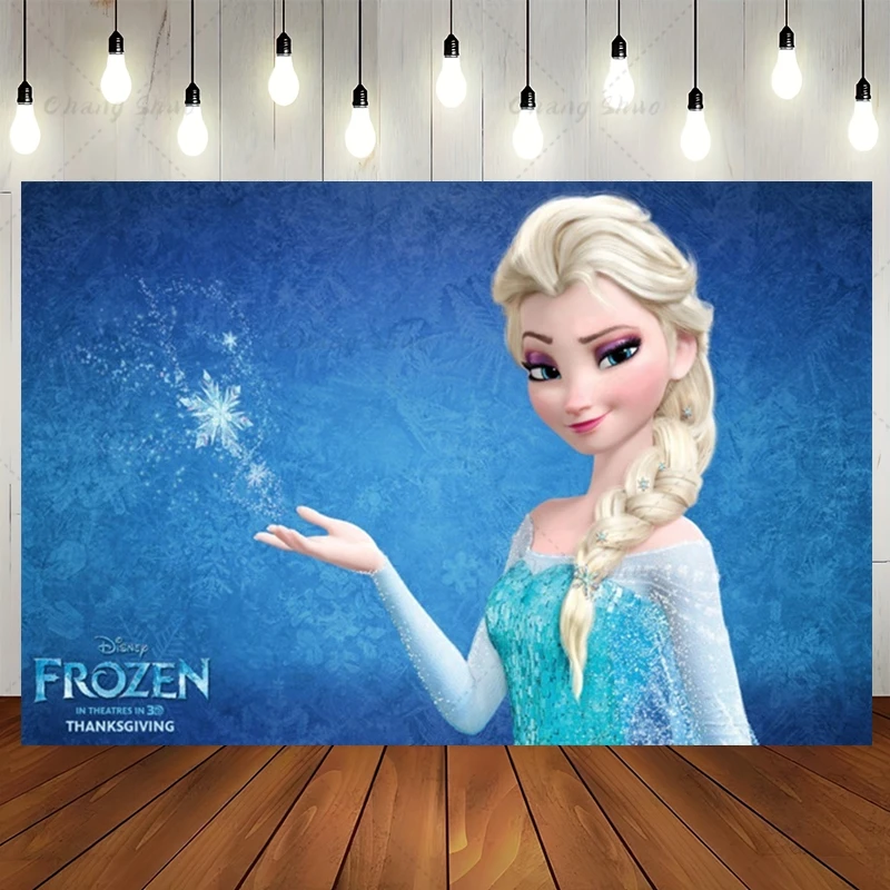 Disney Frozen Elsa Princess Backdrop Kids Birthday Party Winter Ice Snow Queen Photography Background Cake Table Decor Banner