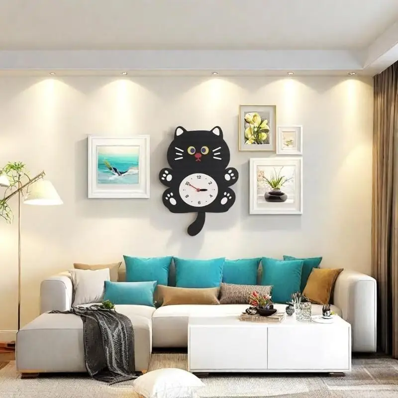 J0MA Bedroom Wall Pet Clock Acrylic Analog Decor, Quiet Non Ticking 11 x 15.6 Inch Time Display Accent for Home Office Indoor