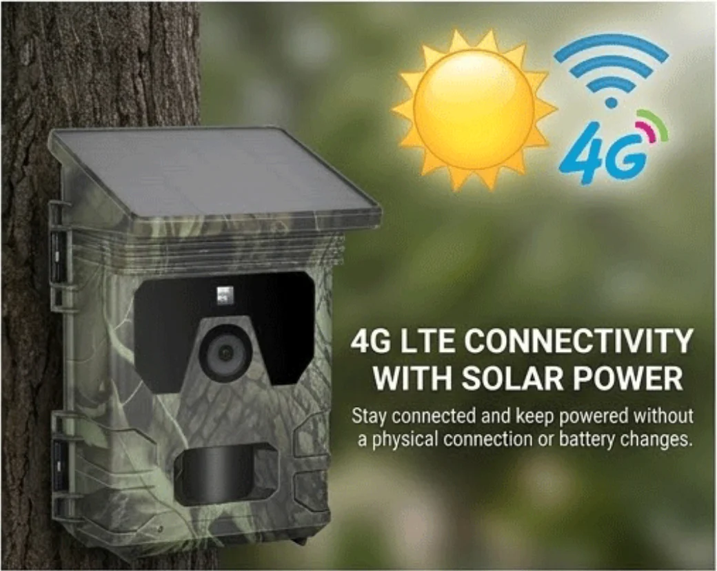 New Suntekcam HC-600 Pro 4G Trail Camera with Solar Charging, 2K Live Streaming, Cloud Storage, HD Night Vision, IP65 Waterproof