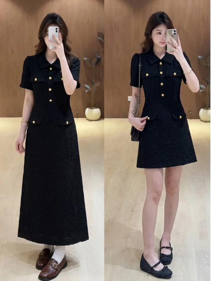 

plus Size Women's Short Sleeve A-Line Dress Slimming Waist High Waist Commuter Style Korean Fashion Summer New Arrival