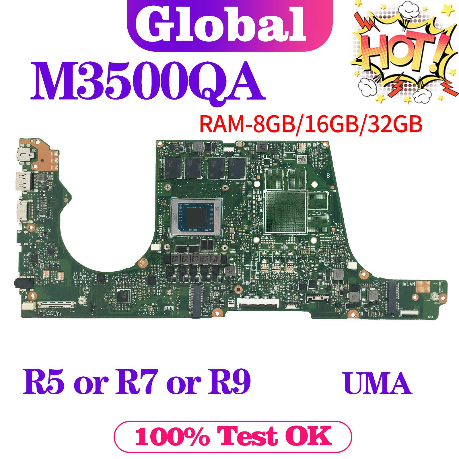 KEFU Mainboard UNTUK ASUS M3500QC M3500QA M3500Q D3500Q M7600QE M7400QC M7600QC M7600QA M7600Q M3401QA M3401QC Motherboard Laptop