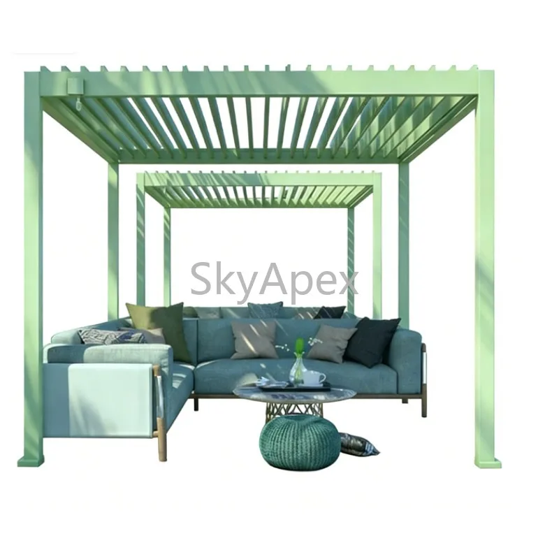 Custom Waterproof Aluminium LED Bioclimatic Louver  Pergola UV  Resistant  Heavy Duty Outdoo r Garden Gazebo Pavilion  For Patio