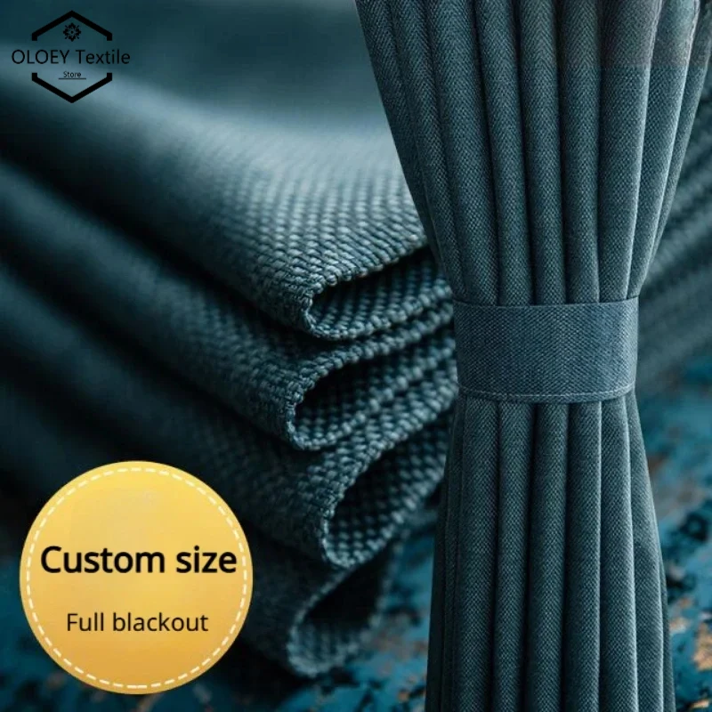 

Japanese Cotton Linen Curtains for Living Room Bedroom Dining Thickened Blackout Solid Color Sunshade Custom Home Decor Design