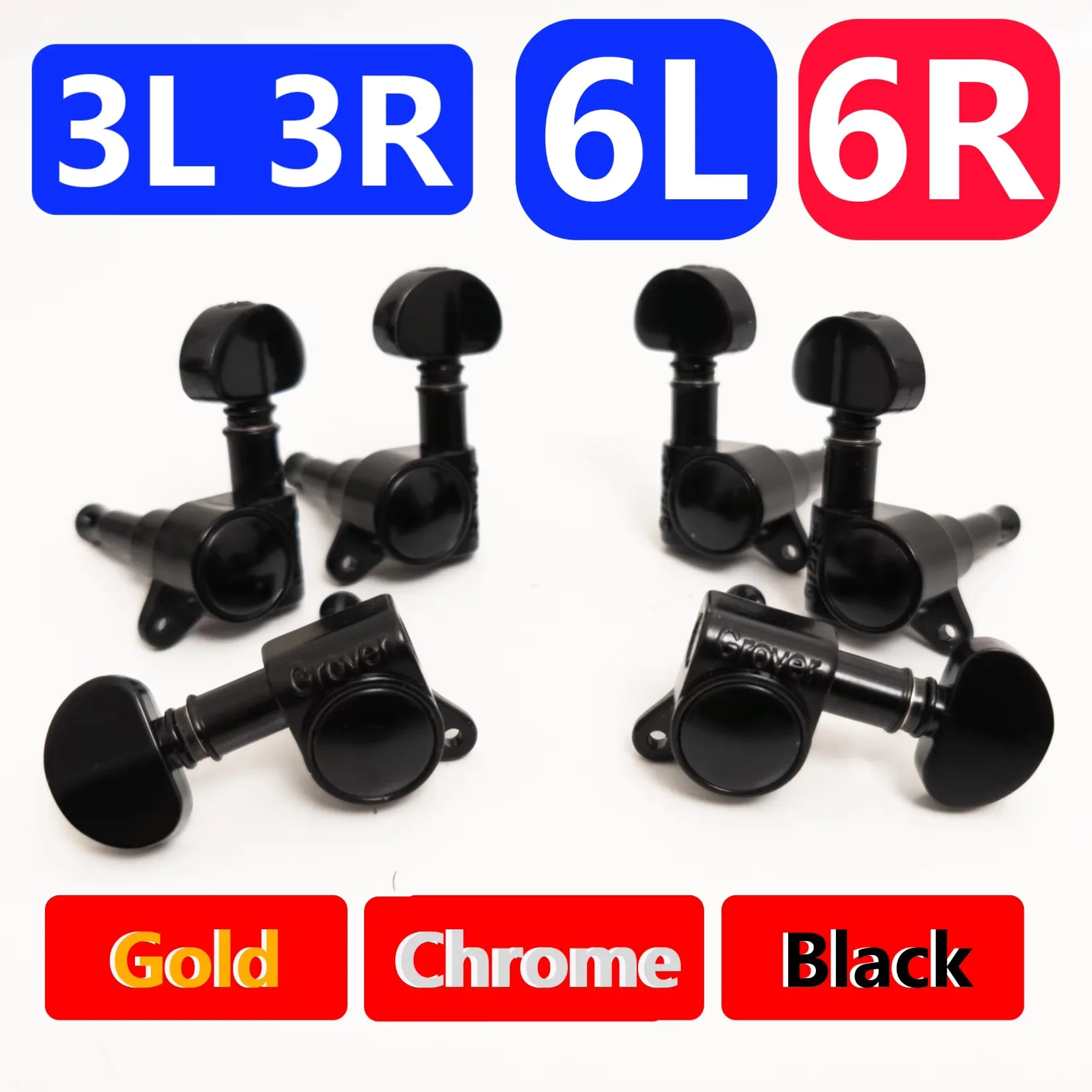 Guitar Tuning Pegs Machine Heads Tuners 3L3R 6L 6R Gold Chrome Black For Electric Acoustic Guitar Replacement Parts
