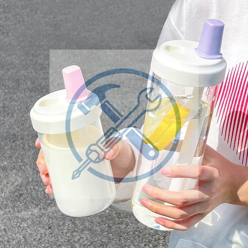 500/850 Ml Large Capacity Pearl Milk Tea Cup Juice Milk Plastic Cup Lid Straw Tea Coffee Cup Plastic Water Bottle
