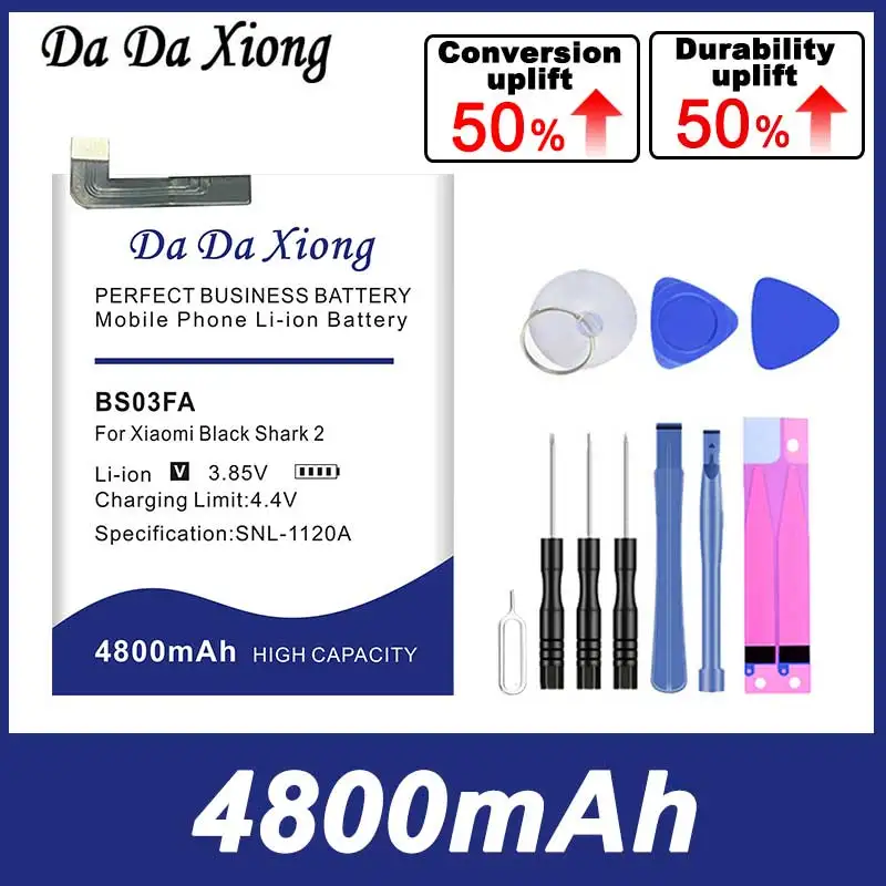 DaDaXiong  New 4800mAh BSO3FA BS03FA Bateria for Xiaomi Black Shark 2 Black Shark 2 Pro Free Double-Sided Tape Sticker