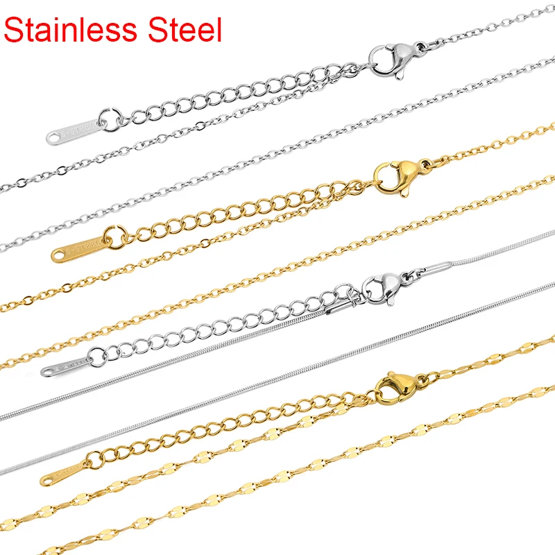 

5pcs Stainless Steel Chains Necklace Bulk Gold Color Metal Open Link Necklace Chains for Diy Jewelry Making Findings Length 40cm