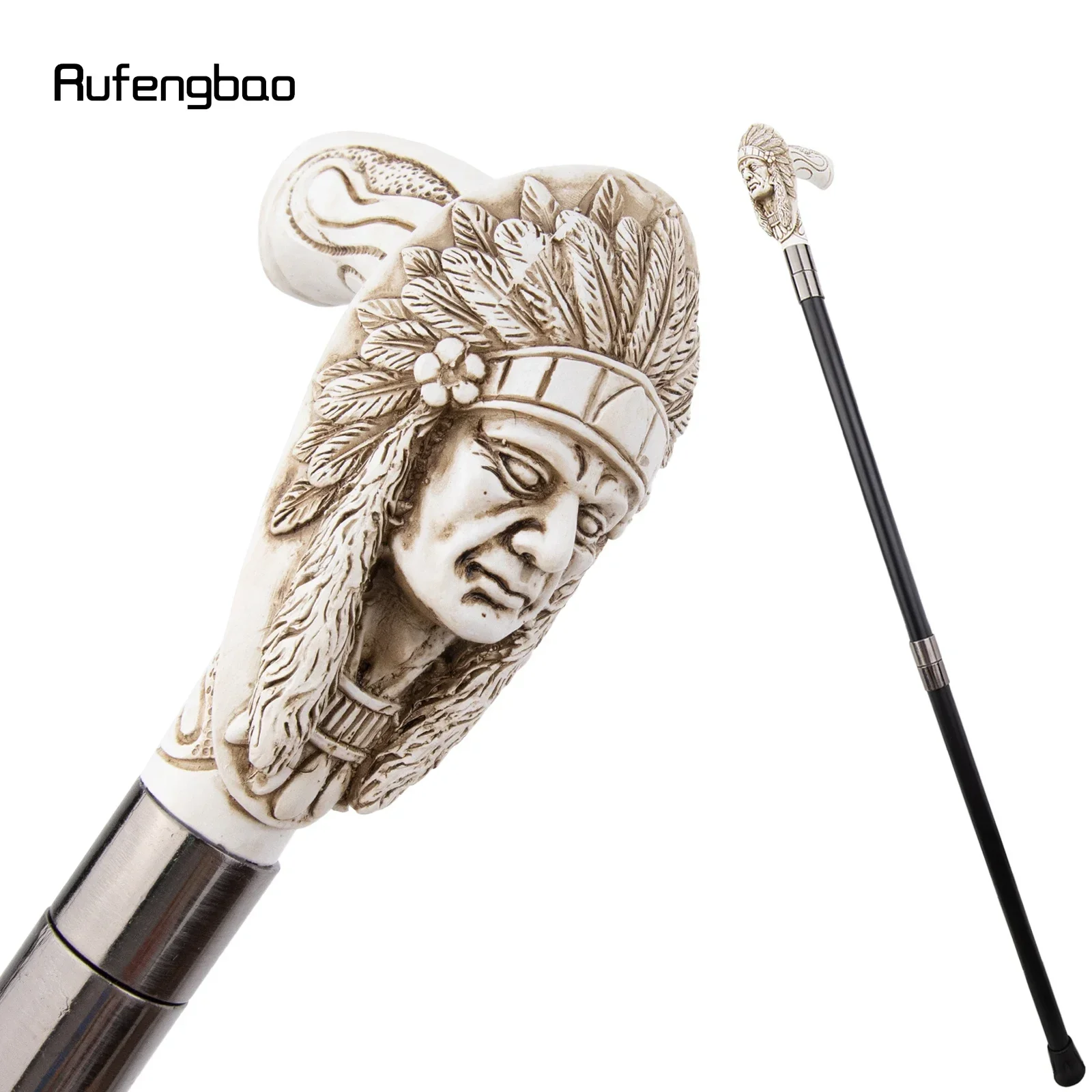 white-resin-feather-skull-head-walking-cane-fashion-decorative-stick-cosplay-cane-knob-crosier-97cm-performance-stage-cane