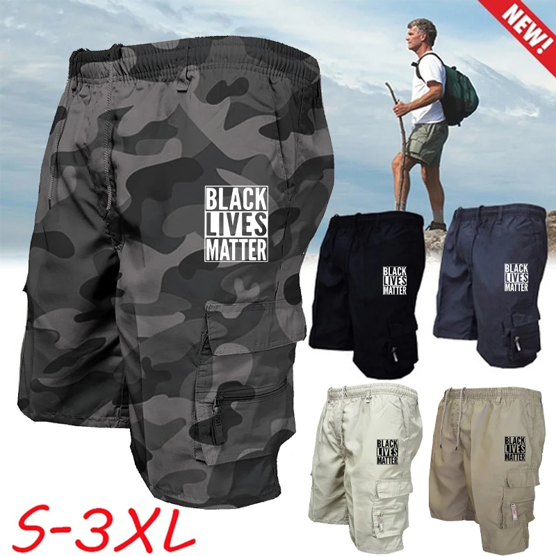 

Men's Black Lives Matter Printed Short Pants, Casual Cargo Shorts, Loose Drawstring Shorts, S-3XL, Summer