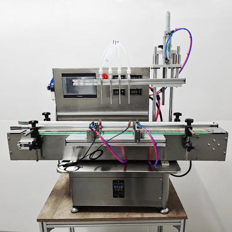 Fully automatic desktop four-head peristaltic pump, juice detergent, olive oil beer liquid filling,suitable for small businesses