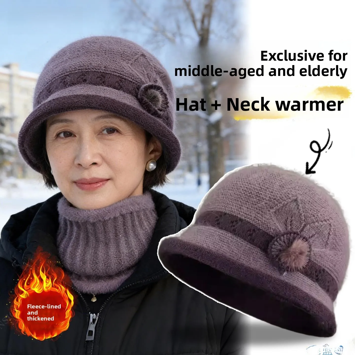 

Winter Knitted Hat Scarf Set for Mom ly Faionable Fce Lined Crochet andmother Old Lady Hat Accories Ensemble