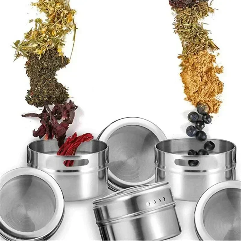 Household Portable Steel Magnetic Dustproof Spice Jar Visible Spice Jar Black Pepper Cumin Storage Powder Sprinkling Tool