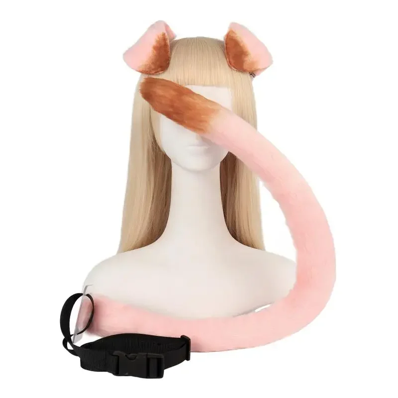 Goldenglow-Oreilles de chat artificielles imbibées, T64.Ears, Furry Pet Tail, Anime Costume Prop, Sauna Wear, Accessoires mignons, Cosplay, 80cm, 216.239.