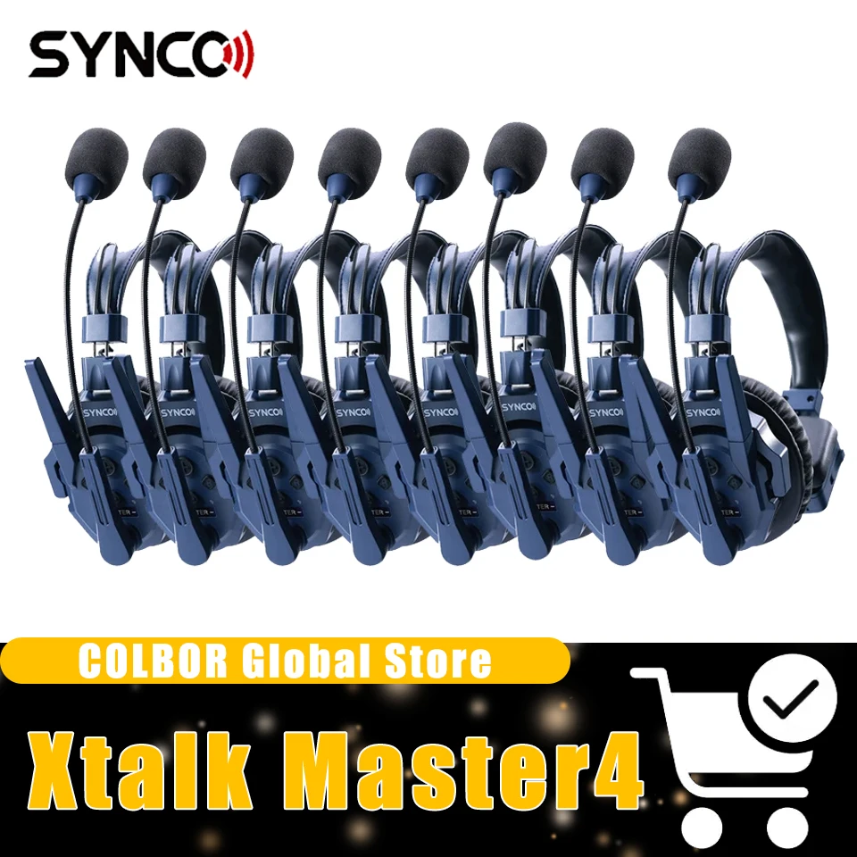 Auriculares de Comunicación Synco Xtalk Master Series para 4/8 Usuarios con Monitoreo Local, Micrófono Inalámbrico 2.4G para Comunicación en Equipo
