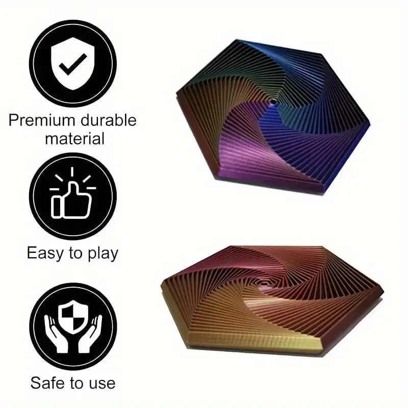 3D-Printed Fractal Fidget Hexagon Adult Fidgets for Anxiety Stress Relief Spiralchanging Decompression polygonal Fingertip Toy