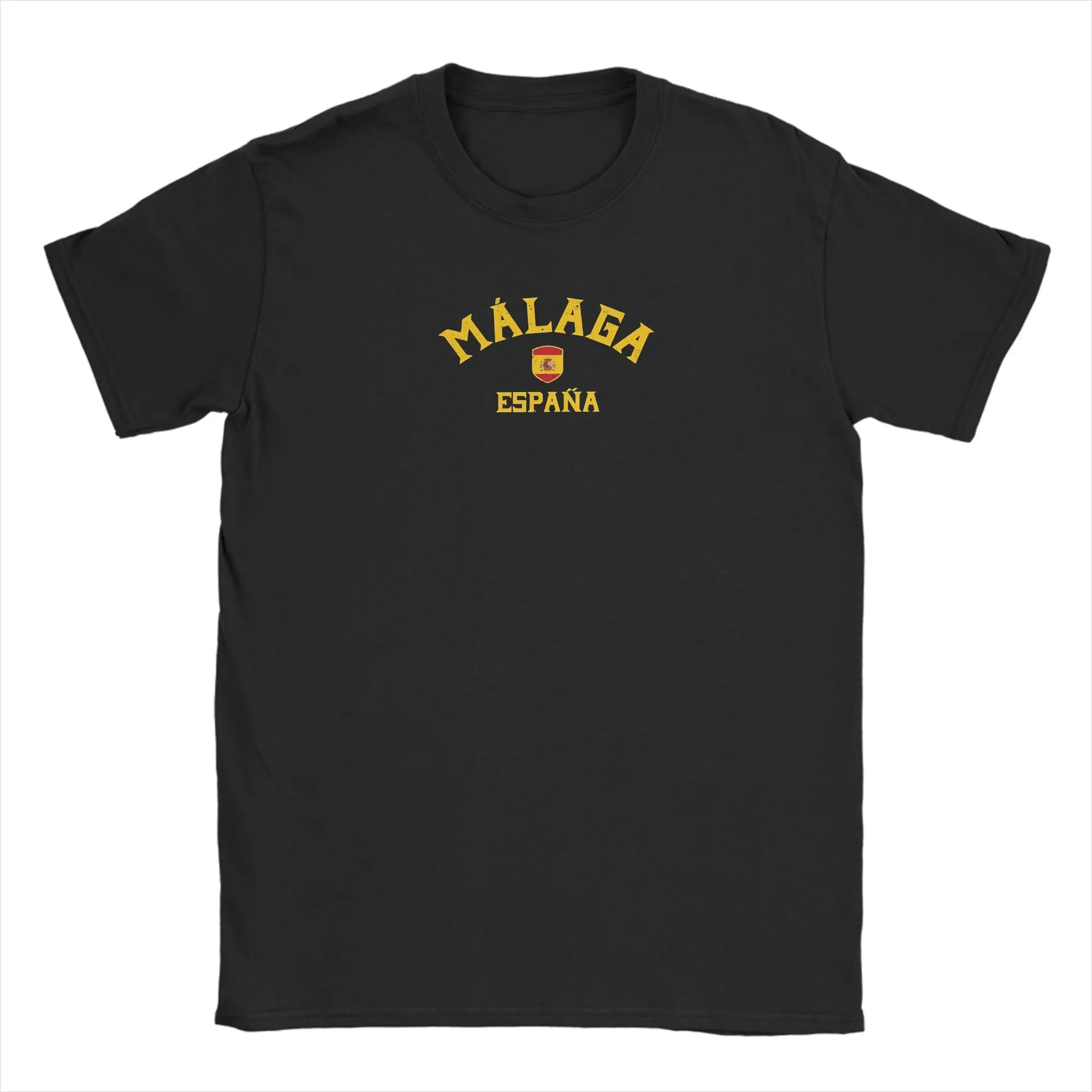 Camiseta Vintage de Verano Málaga España, Camisetas de Moda Españolas 100% Algodón para Hombre, Ropa Estética