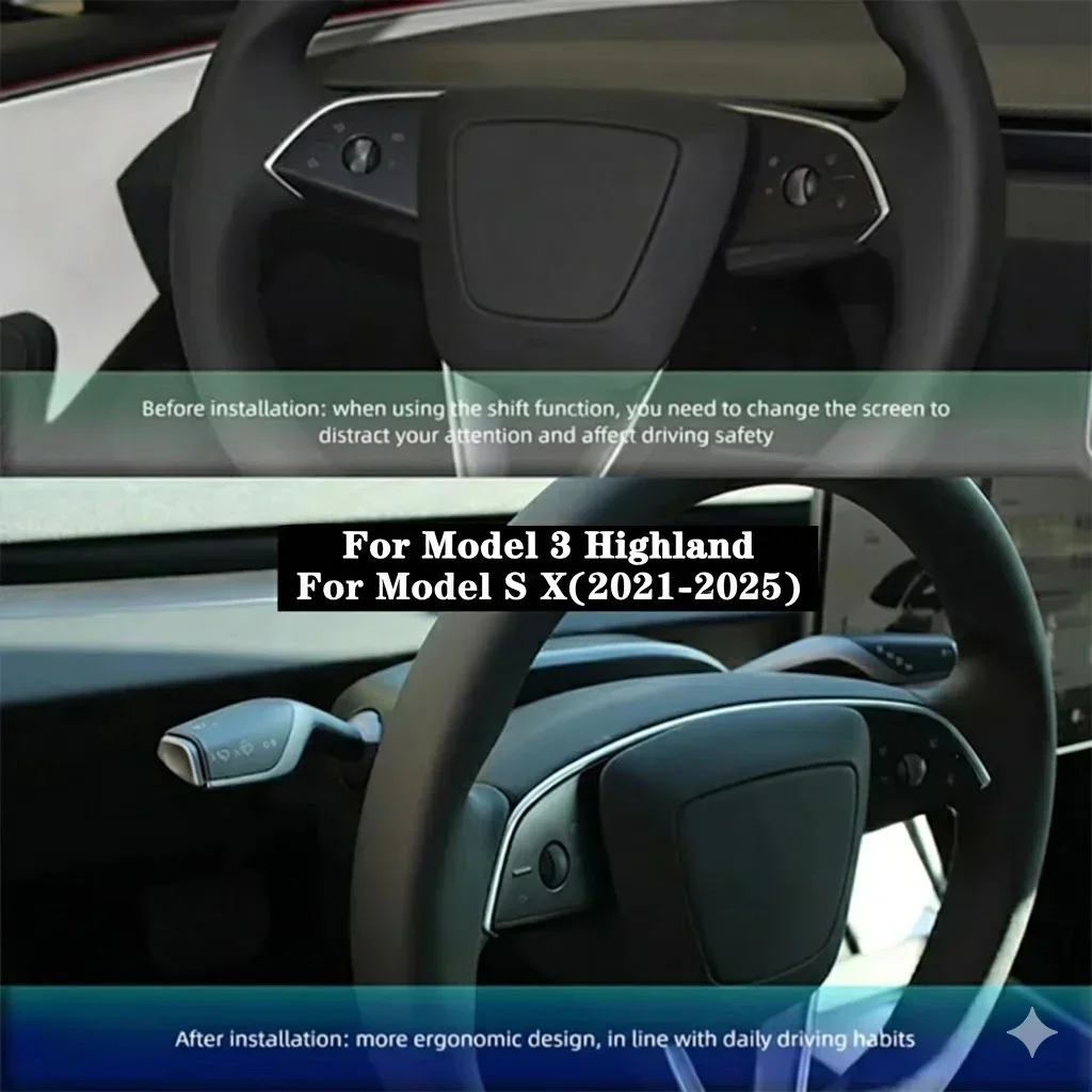 Suitable for Tesla Model 3 Model X Model S Shift Lever Turn Signal Stalk Replacement Upgrade Kit Gear Selector Paddle Shifter