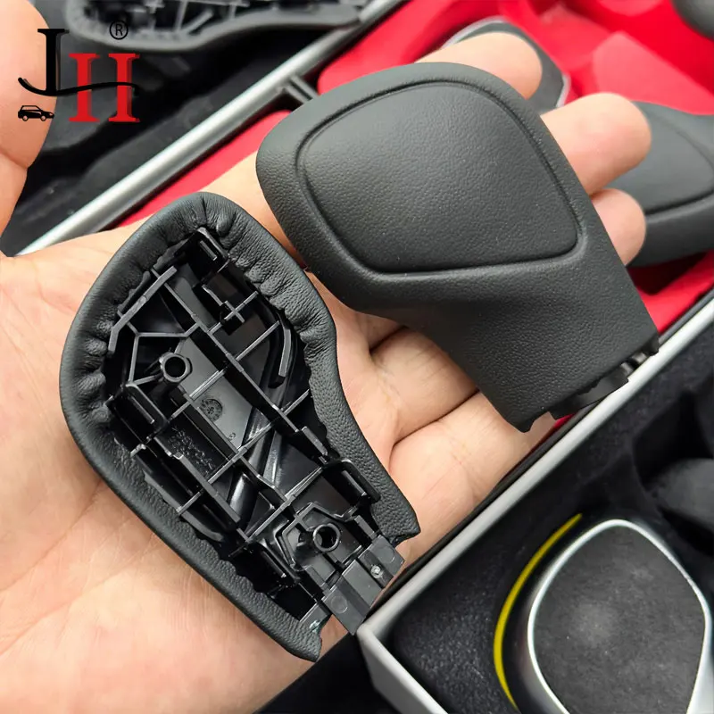 Black Leather Gear Shift Knob Side Cover With Shiny & Matte DSG For VW Golf 6 7 R G TI Passat B7 B8 CC R20 Jetta MK6 GLI