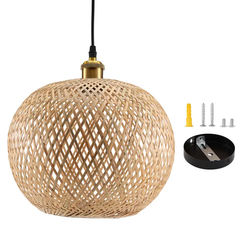Тканый бамбуковый подвесной светильник, люстра из ротанга для гостиной, бара, плетеный подвесной светильник в стиле ретро-A69M