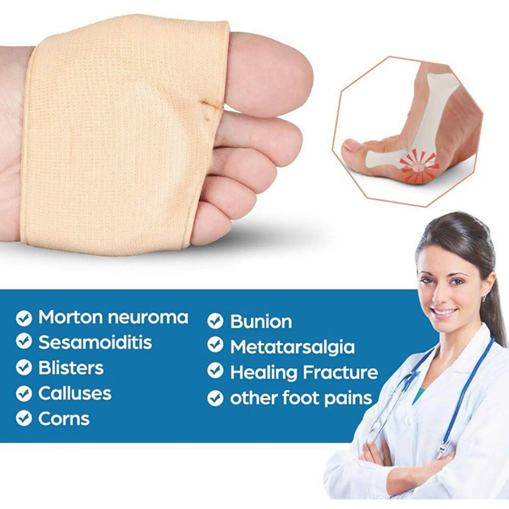 

ABJL-Metatarsal Sleeve Pads-4 пары подушечек для ног и 2 пары гелевых подушек для передней части стопы для метатарзалгии, спитеров, вызовов