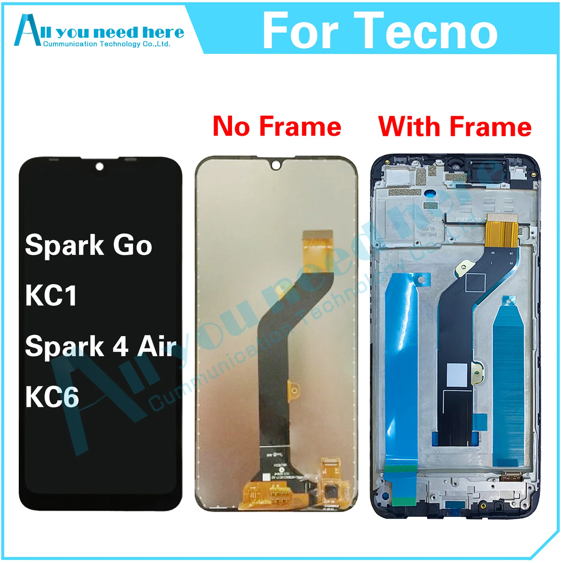 

For Tecno Spark 4 Air KC6 Spark4Air / Spark Go 2019 KC1 LCD Display Touch Screen Digitizer Assembly Repair Parts Replacement