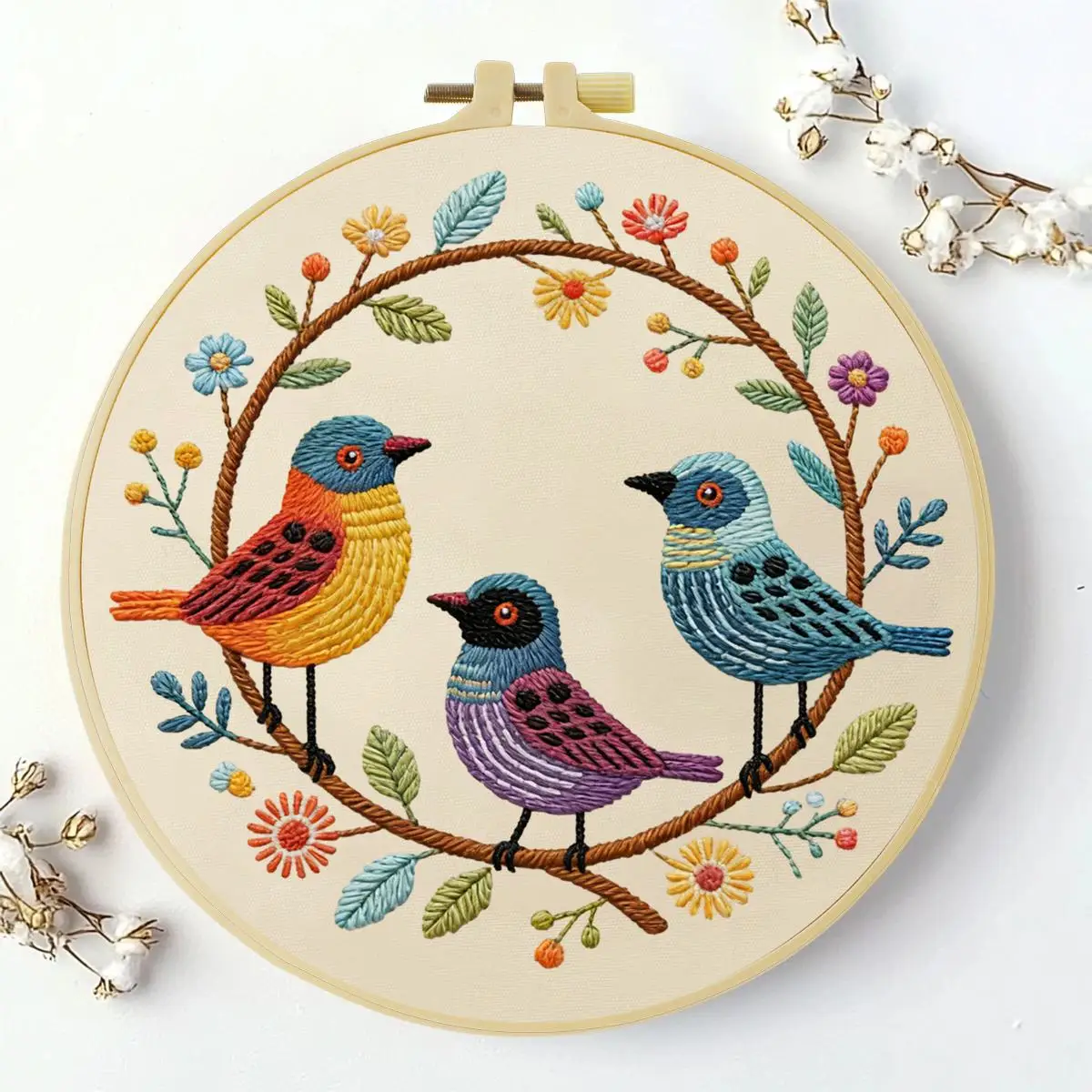 1 Stück 20X20CM/15X15CM 7,87/6,3 Zoll Tier - Vogel Stickerei Starter-Kit DIY-Kit DIY Stickerei-Set Handarbeiten Malerei – Detail 2